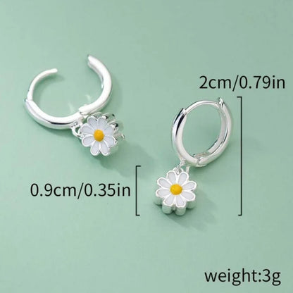 Silver Color Sweet Daisy Flower Hoop Earring for Women Natural Style Fresh Sunflower Huggie New Trendy Jewelry Accessories Leedoar
