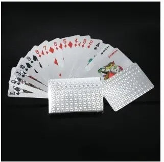 Silver Foil Playing Cards Poker Game Waterproof Plastic Poker Gift Collection Holiday Party Activities Chess and Card Souvenirs Leedoar