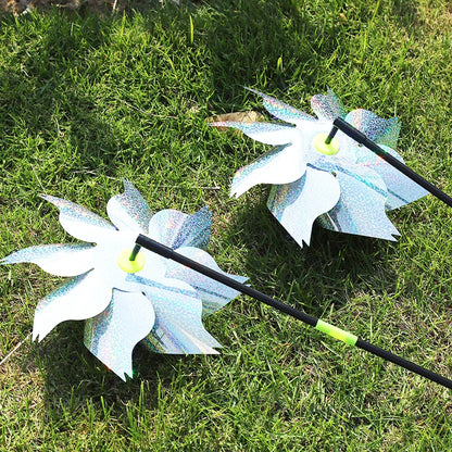 Silver Laser Bird Repellent Silver Windmill 8-Blade Rotating Windmill For Farm Estate Outdoor Bird Repeller Leedoar