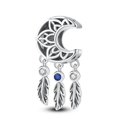 Silver-plated Dream Catcher Moon Beads Fit Pandora Bracelet&Bangle DIY Beads For Women Birthday Fine Jewelry Gift New In Hot Leedoar