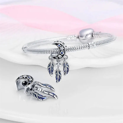 Silver-plated Dream Catcher Moon Beads Fit Pandora Bracelet&Bangle DIY Beads For Women Birthday Fine Jewelry Gift New In Hot Leedoar