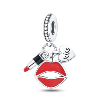 Silver-plated Lipstick, Perfume, High Heels Series Charm Fit Pandora Snake Bone Bracelet DIY Beads Women Jewelry Birthday Gift Leedoar