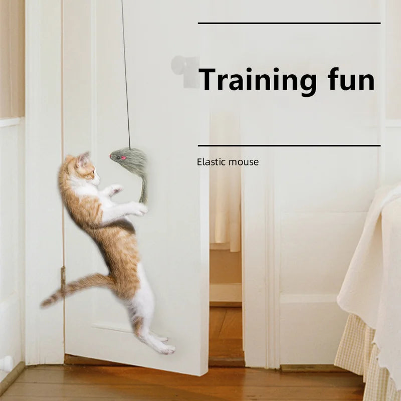 Simulation Mouse Cat Toy Funny Self-hey Hanging Door Retractable Cat Stick Scratch Rope Mouse Cat Interactive Toy Cat Supplies Leedoar