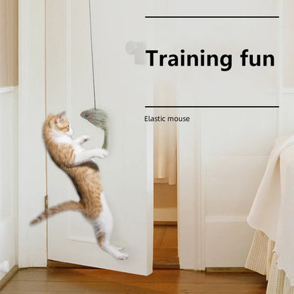 Simulation Mouse Cat Toy Funny Self-hey Hanging Door Retractable Cat Stick Scratch Rope Mouse Cat Interactive Toy Cat Supplies Leedoar