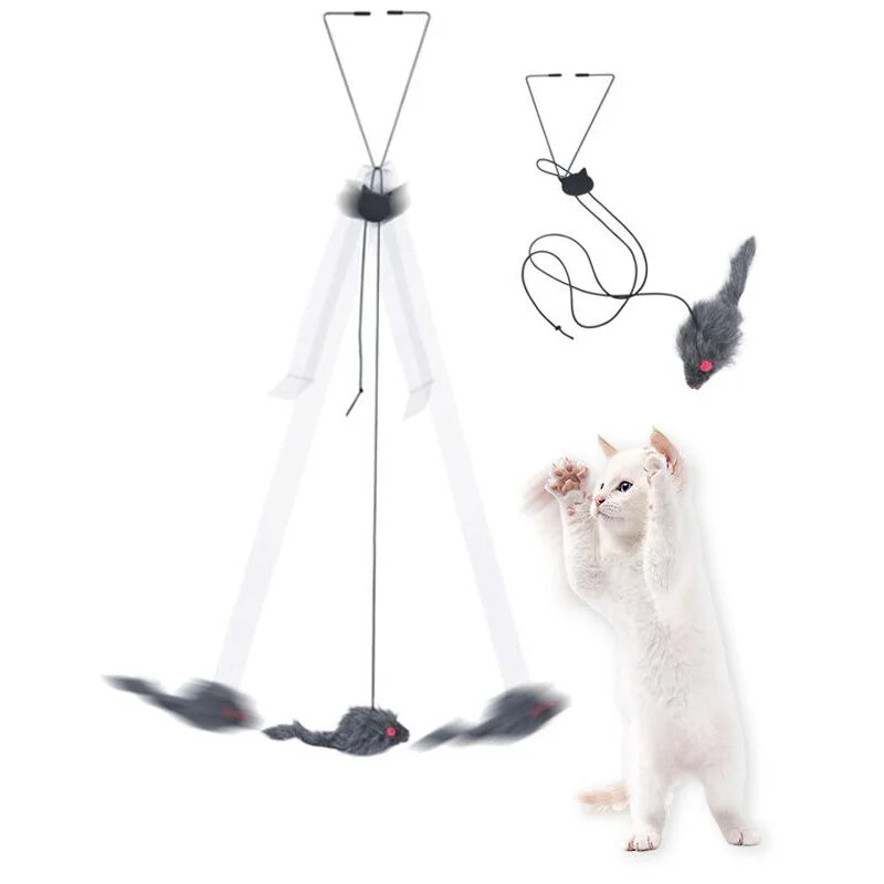 Simulation Mouse Cat Toy Funny Self-hey Hanging Door Retractable Cat Stick Scratch Rope Mouse Cat Interactive Toy Cat Supplies Leedoar