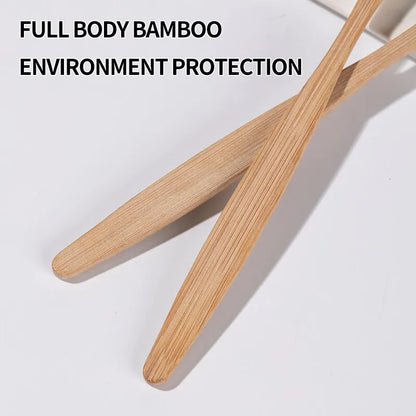 Single Cowhide Wrapped Bamboo Toothbrush Set Natural and Environmentally Friendly Bamboo Toothbrush Tablet One Box of 10 PCS Leedoar