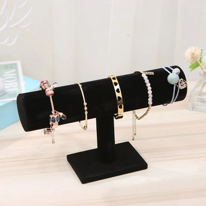 Soporte de exhibición rígido para relojes, pulseras y cadenas de terciopelo de un solo nivel, soporte de barra en T para joyería, organizador de joyas, soporte de exhibición de alta calidad 