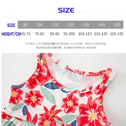 Sleeveless Printed Dress Milk Silk Material Comfortable and Good-looking A- line Skirt Kid's Slip Dress for Height 75-115cm Girl Leedoar