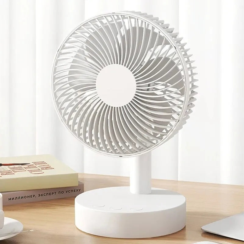 Small Fan White Desktop Timer Mute Four-speed Adjustable Portable Fan Battery Charging Models Detachable Leedoar