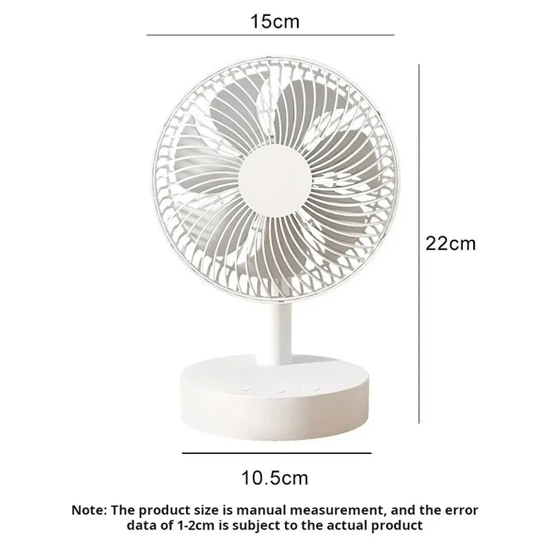 Small Fan White Desktop Timer Mute Four-speed Adjustable Portable Fan Battery Charging Models Detachable Leedoar