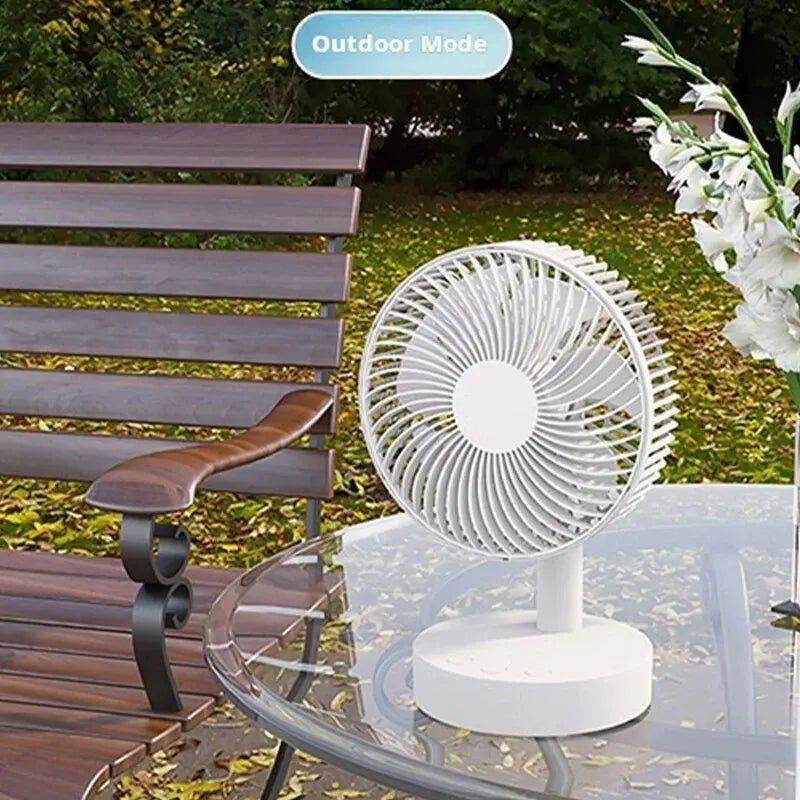 Small Fan White Desktop Timer Mute Four-speed Adjustable Portable Fan Battery Charging Models Detachable Leedoar