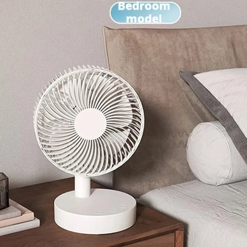 Small Fan White Desktop Timer Mute Four-speed Adjustable Portable Fan Battery Charging Models Detachable Leedoar