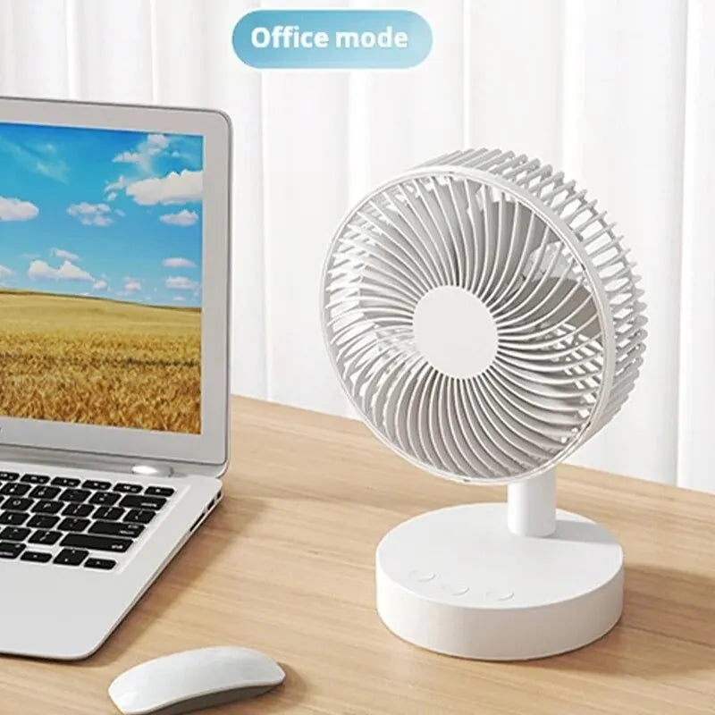 Small Fan White Desktop Timer Mute Four-speed Adjustable Portable Fan Battery Charging Models Detachable Leedoar