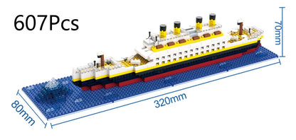 Small Particle Building Block Assembly Toy Titanic Giant Boy Girl Puzzle Cruise Ship Brick Model Kit Desltop Birthday Gift Child Leedoar