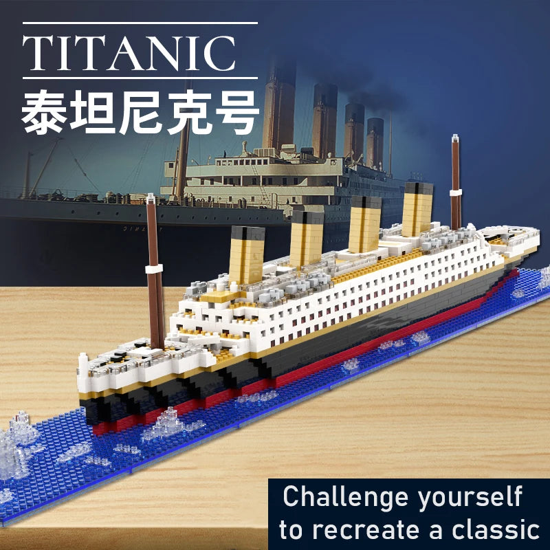 Small Particle Building Block Assembly Toy Titanic Giant Boy Girl Puzzle Cruise Ship Brick Model Kit Desltop Birthday Gift Child Leedoar