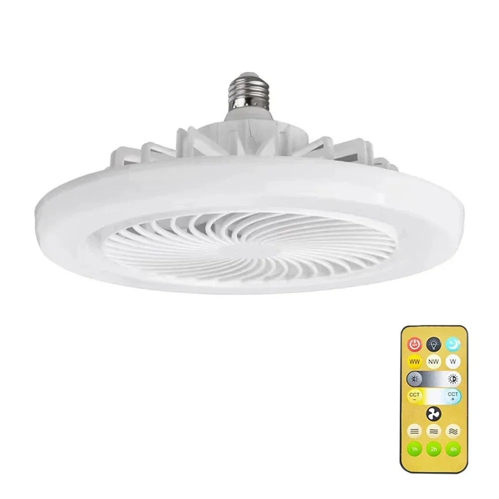 Ventilador de techo inteligente 3 en 1 con control remoto y base de iluminación de 3 velocidades E27 AC85-265V para iluminación de dormitorios y salas de estar 