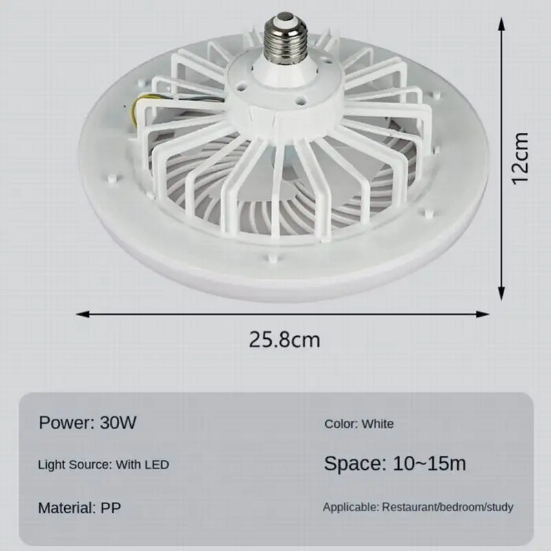 Ventilador de teto inteligente 3 em 1 com controle remoto e base de iluminação E27 AC85-265V de 3 velocidades para iluminação de quarto e sala de estar 