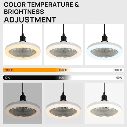 Ventilador de techo inteligente 3 en 1 con control remoto y base de iluminación de 3 velocidades E27 AC85-265V para iluminación de dormitorios y salas de estar 