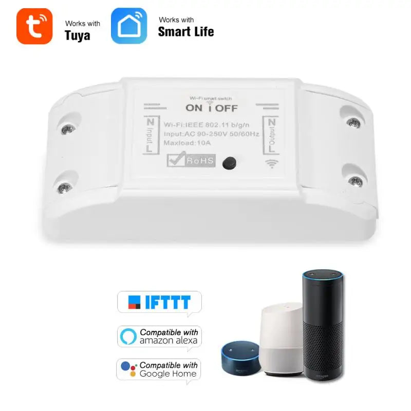 Casa inteligente Wifi Interruptor remoto sem fio Disjuntor Domótica Módulo controlador de luz LED Alexa Google Home Smartlife Tuya APP 