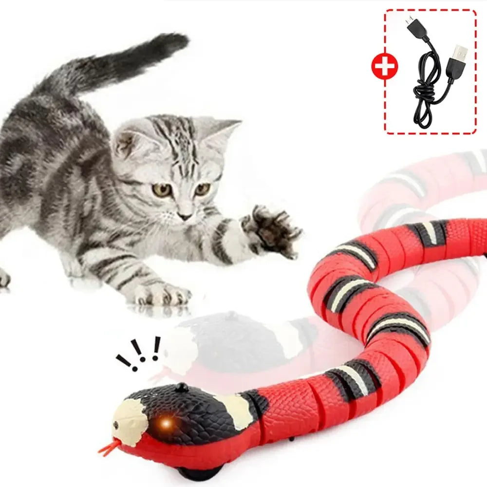 Smart Sensing Cat Toys Interactive Automatic Eletronic Snake Cat Teaser Indoor Play Kitten Toy USB Rechargeable for Cats Kitten Leedoar