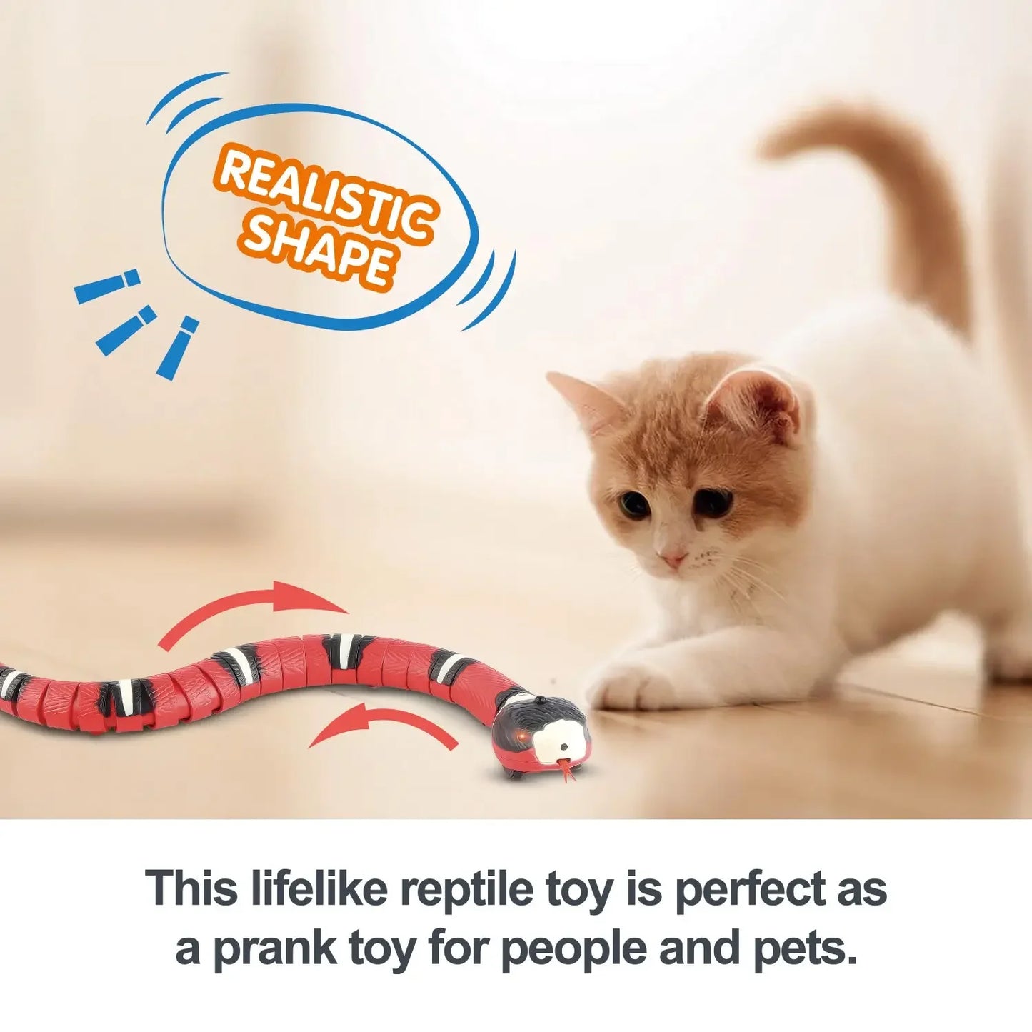 Smart Sensing Cat Toys Interactive Automatic Eletronic Snake Cat Teaser Indoor Play Kitten Toy USB Rechargeable for Cats Kitten Leedoar