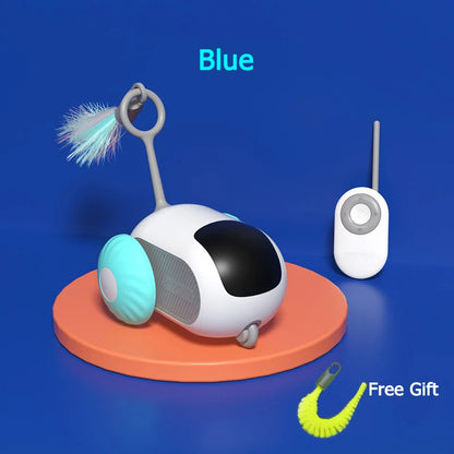 Smart Sports Cat Toys With Remote Control Electric Car Toys Rechargeable Cat Teasing Car Toy Indoor Feather Interactive Cat Toys Leedoar