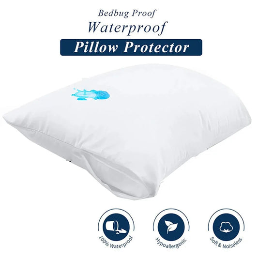 Smooth Waterproof Pillow Protector 1PC 50x70cm Pillow Cover [Bed Bug Lock] Leedoar