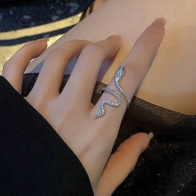 Snake Ring Micro Inlaid Zircon Wound Small Female Simplicity Minority Designer Fashion Index Finger Ring Leedoar