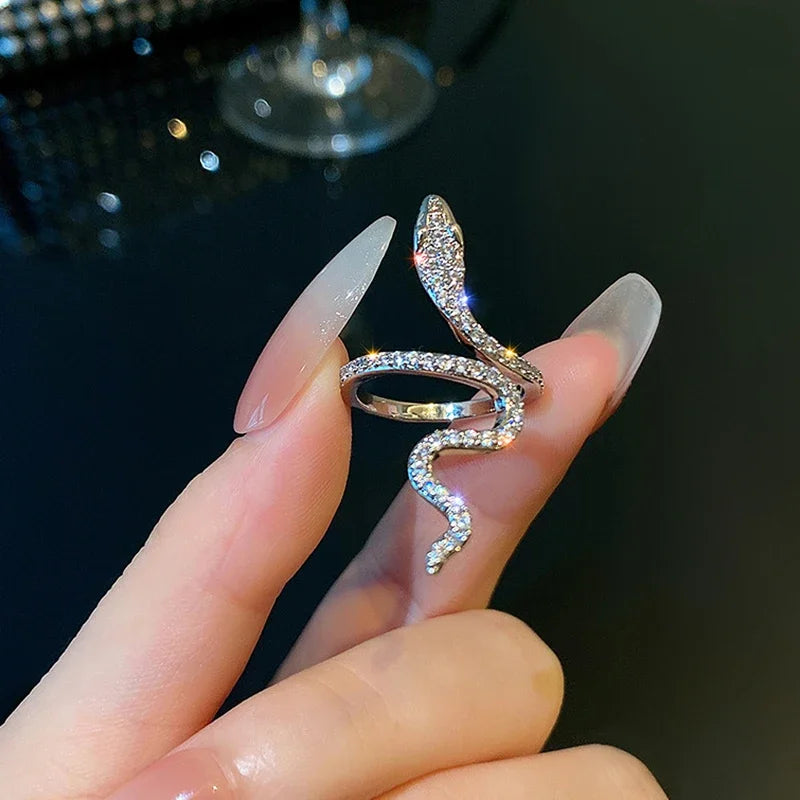 Snake Ring Micro Inlaid Zircon Wound Small Female Simplicity Minority Designer Fashion Index Finger Ring Leedoar