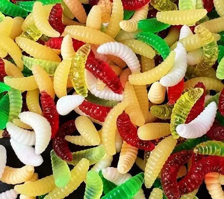 Soft Bait Bread Worm 50 PCS Colorful Bionic Soft Worm Lure Soft Bait Fake Worm Maggot Luminous with Fishy Smell and Musky Smell Leedoar