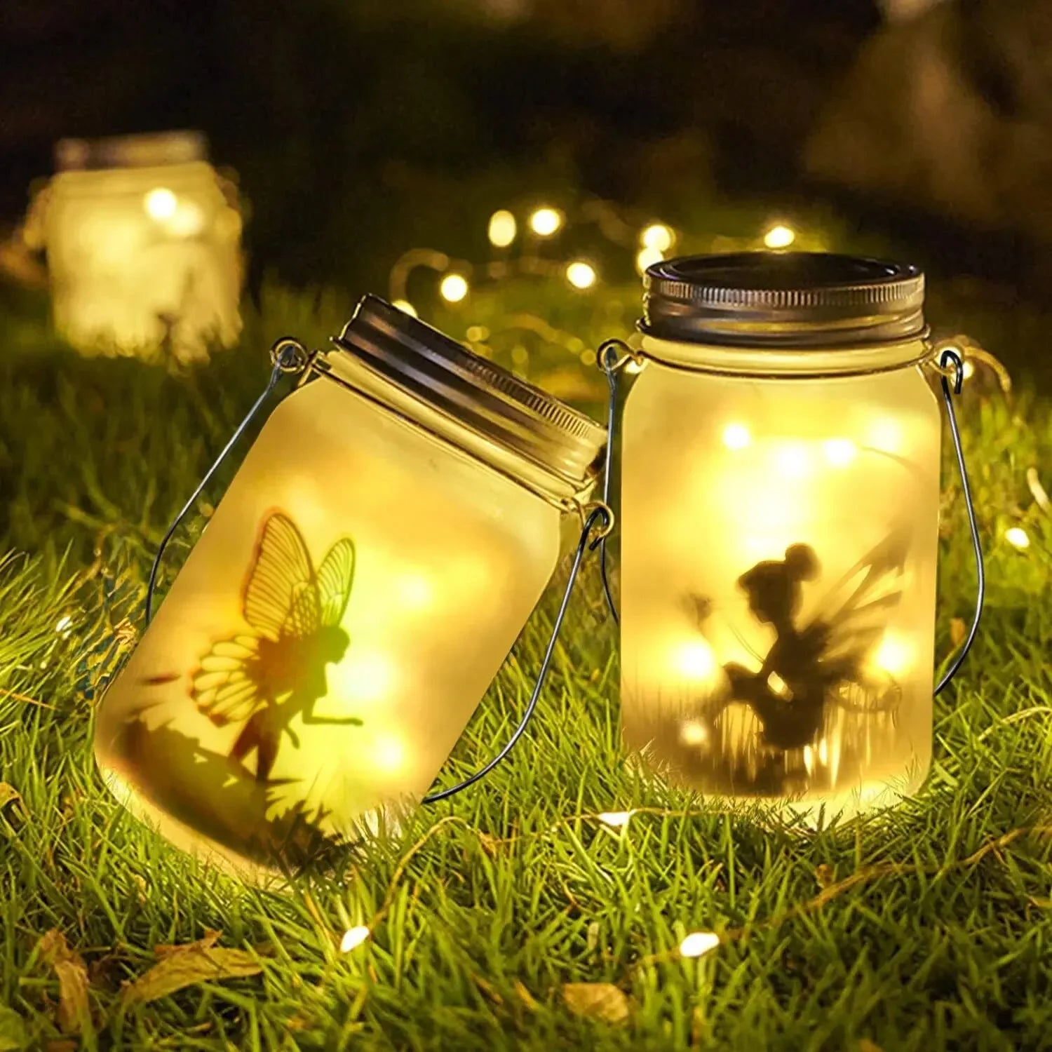 Solar Mason Jar Light Solar Lantern Fairy Lights Waterproof IP65 Hanging Standing Solar Lamp Garden Ornament For Patio Lawn Leedoar