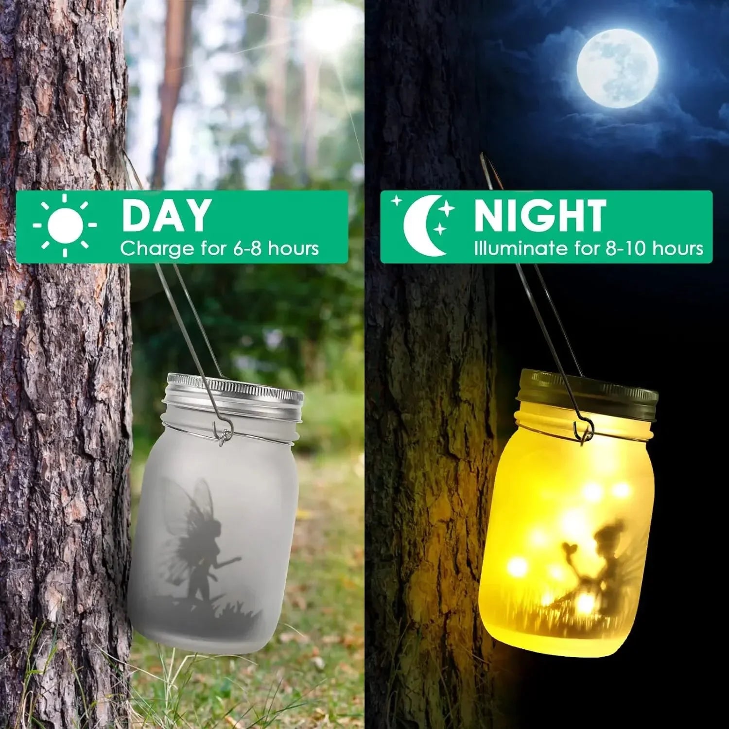 Solar Mason Jar Light Solar Lantern Fairy Lights Waterproof IP65 Hanging Standing Solar Lamp Garden Ornament For Patio Lawn Leedoar