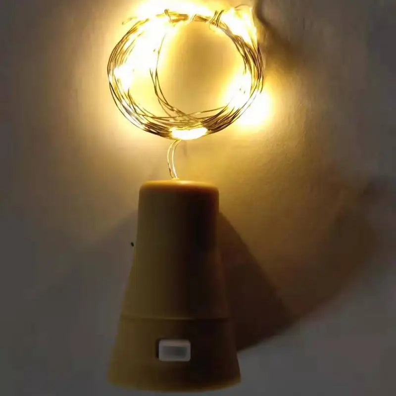 Cortiça de energia solar em forma de LED Night Fairy Fio de cobre Luzes de corda Garrafa de vinho Lâmpada de luz Casamento Decoração de festa de Natal Garrafas 