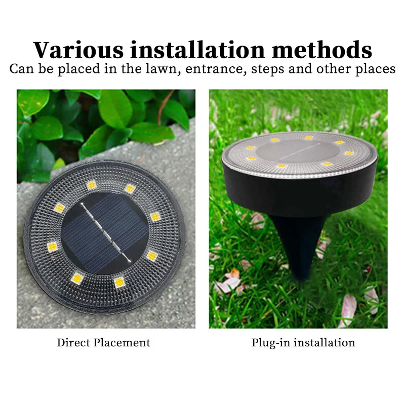 Solar Power Ground Light Waterproof LED Outdoor Courtyard Lights Solar Power Disk Lamp Driveway Lawn Garden Decoration Lamp 2024 Leedoar