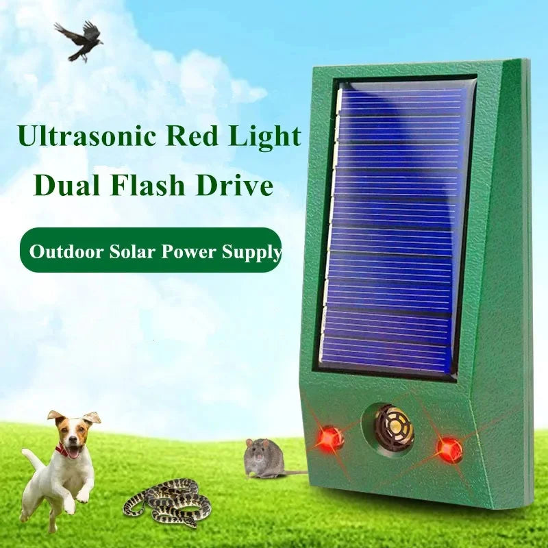 Solar Powered Ultrasonic Electronic Bird Repellent IP66 Waterproof Pigeon Deterrent Strong LED Flashing Pest for Yard Control Leedoar