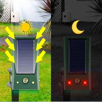 Solar Powered Ultrasonic Electronic Bird Repellent IP66 Waterproof Pigeon Deterrent Strong LED Flashing Pest for Yard Control Leedoar