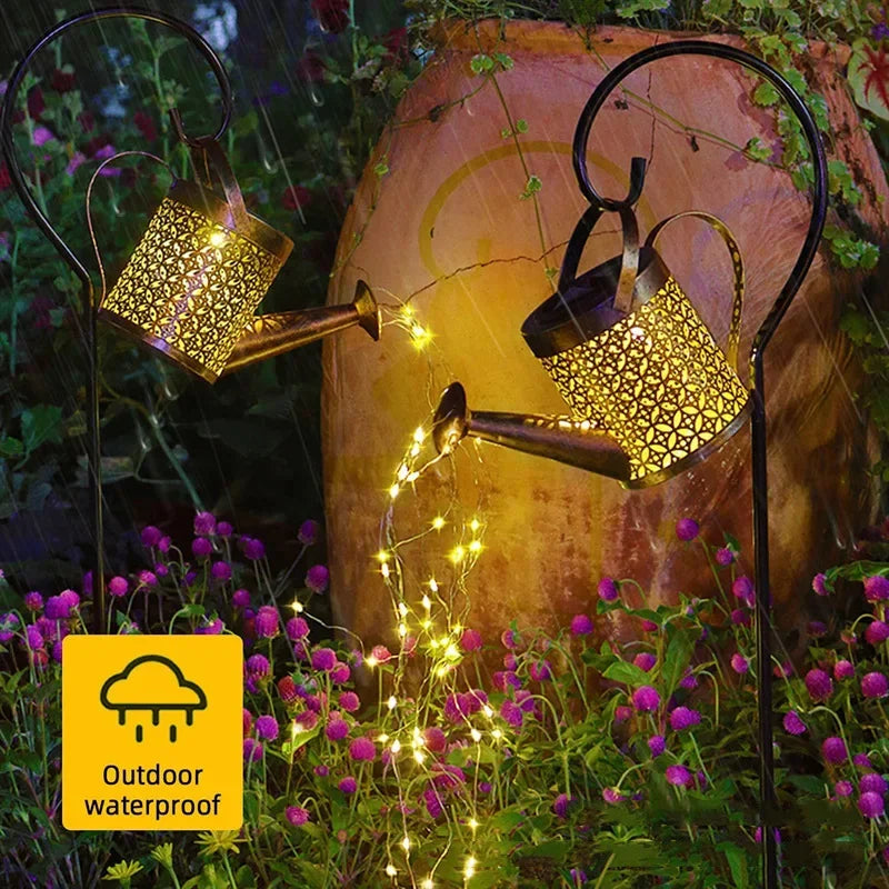 Regadera con energía solar que rocía hadas impermeables para ducha, luz LED para decoración de jardín, patio y césped al aire libre 