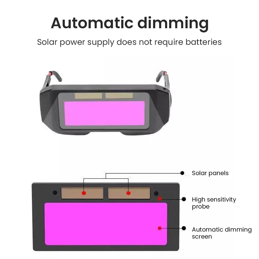 Solar Powered Welding Helmet Auto Darkening Welding Goggles LCD Welder Glasses for TIG MIG MMA Plasma Welder Glasses Leedoar