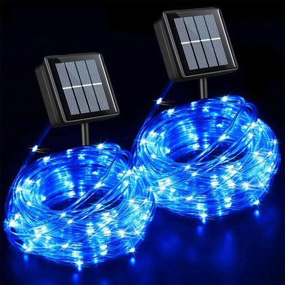 Luces solares de cuerda, luces LED solares para caminos, terrazas, jardines al aire libre, luces solares de cadena, tiras de iluminación para exteriores a prueba de agua, 8 modos de luz 