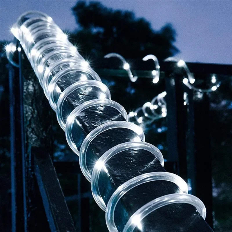 Solar Rope Lights Solar LED Light Path Deck Outdoor Garden Solar String Lights Waterproof Outdoor Lighting Strips 8 Light Modes Leedoar