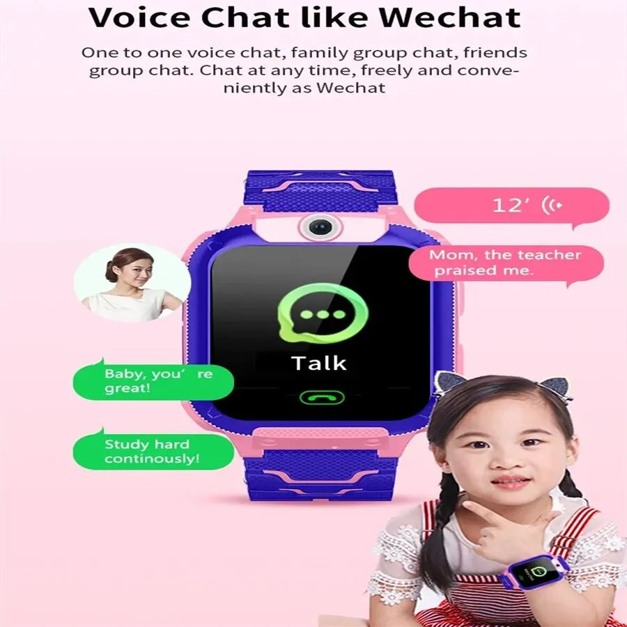 Sports Smart Watch For Kids Watches Phone Calls Children Digital Electronic Camera Game Voice Chat SOS Location Q12B 2G SIM Card Leedoar