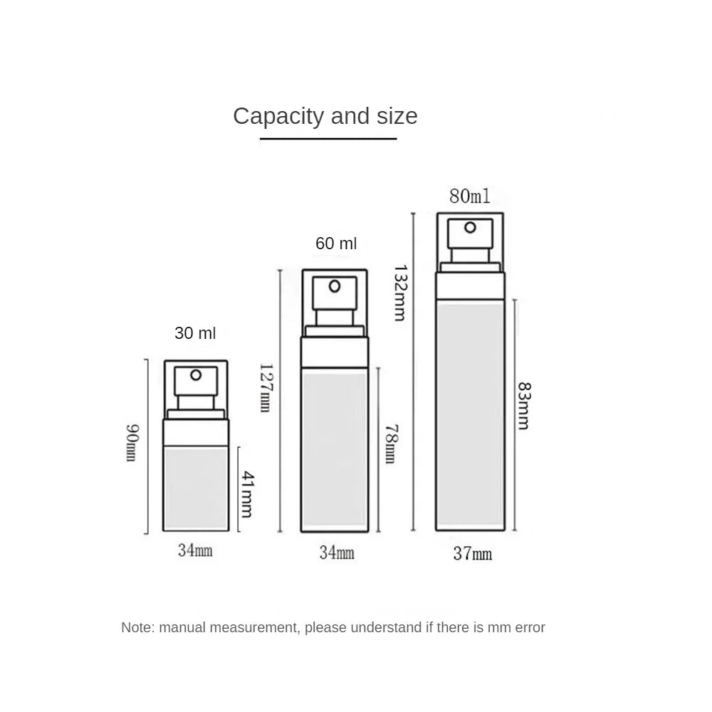 Botella de spray de 30 ml, 60 ml, 80 ml, 100 ml, botella de viaje, botella cosmética ultrafina humectante, botella de spray portátil 