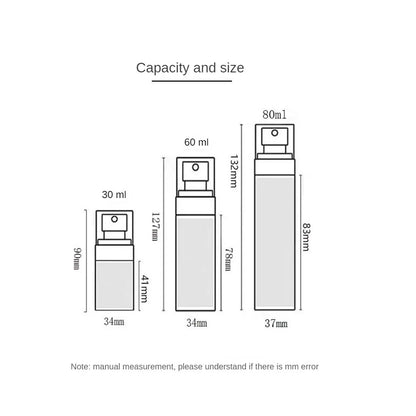 Botella de spray de 30 ml, 60 ml, 80 ml, 100 ml, botella de viaje, botella cosmética ultrafina humectante, botella de spray portátil 