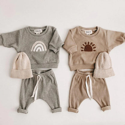 Spring Autumn Baby Boy Girls Clothes Cotton Girl Clothing Sets Long-Sleeved Sweatshirts+Pants Infant Clothes 2pcs Suit Outfits Leedoar