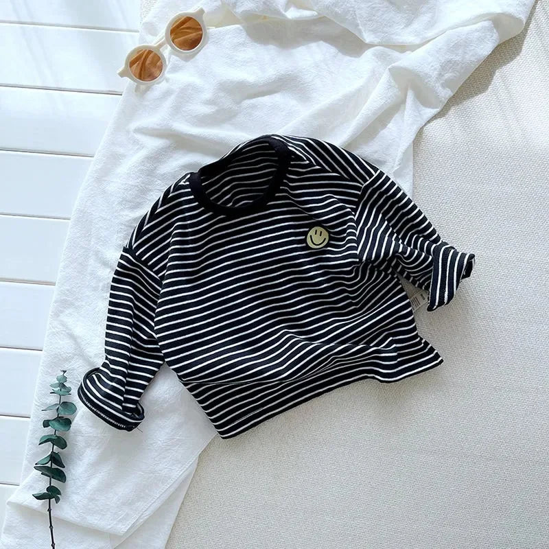 Spring Autumn Long Sleeved Bottoming Shirt Tops Children Clothing Casual Round Collar Pullover Kids Sweatshirt Baby Girl Blouse Leedoar