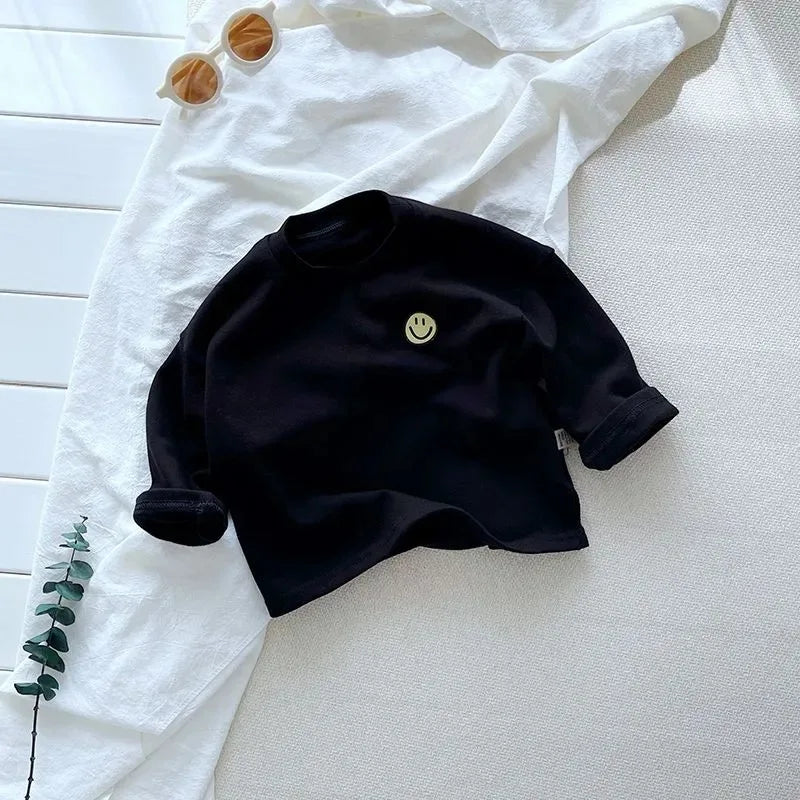 Spring Autumn Long Sleeved Bottoming Shirt Tops Children Clothing Casual Round Collar Pullover Kids Sweatshirt Baby Girl Blouse Leedoar