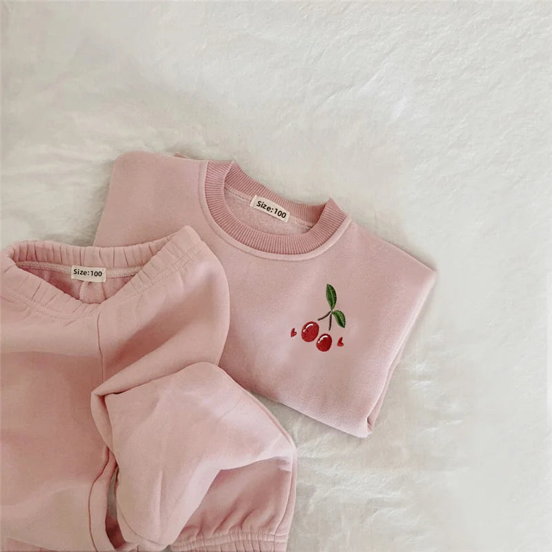 Spring Toddler Baby Boy Girl Clothing Sets 0-5Y Thick Kids Sweatshirt Clothes Baby Girl Fleece Pullover Tops+ Pant Suits Autumn Leedoar