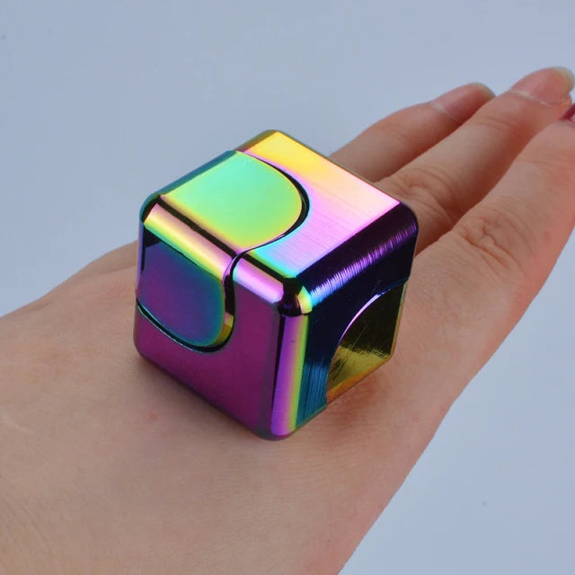 Square Decompression Spinning Top Dice Cube Anti-Anxiety Fingertip Toys Hand Fidget Spinner Vent Toys Flipo Flip For Children Leedoar