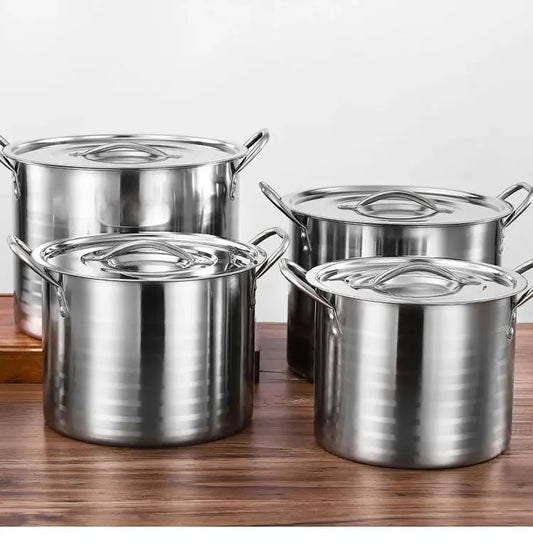 Stainless Steel 24/26/28/30cm Big Stockpot Commercial Kitchen Cooking Pots Cookware Stock Pots