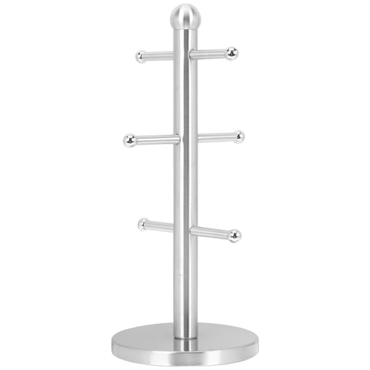 Stainless Steel Cup Holder Coffee Accessories Stand Countertop Mug Tree Round Rack Mugs Tea Storage Kitchen Organizer for